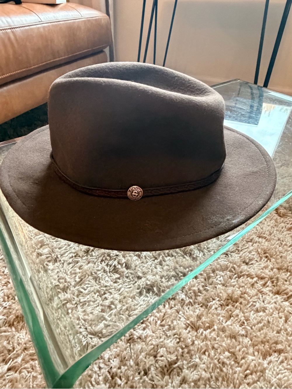 Stetson Brown Wool Crushable Hat with Cream Sweatband